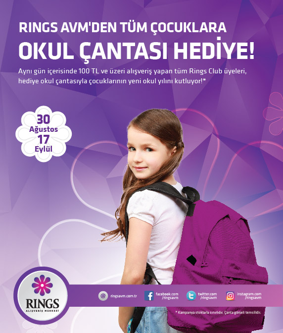 Rings AVM’den okul çantası hediye!
