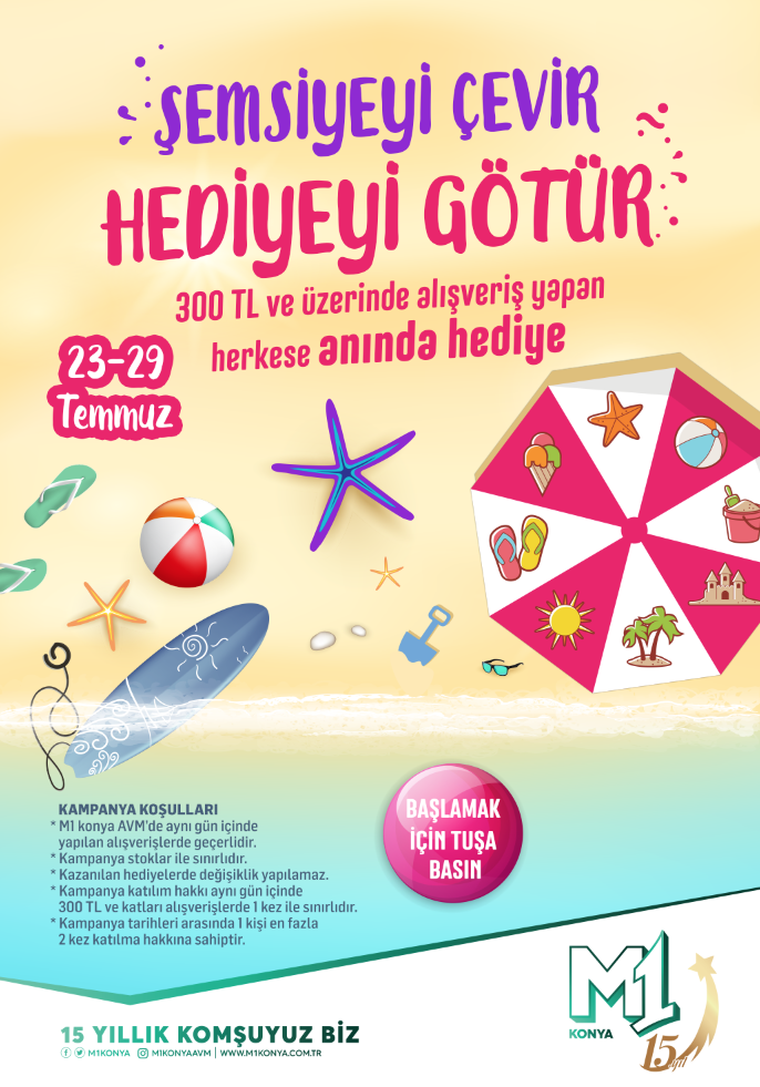 Yaz alışverişleri M1 Konya’da özel hediyeler kazandıracak