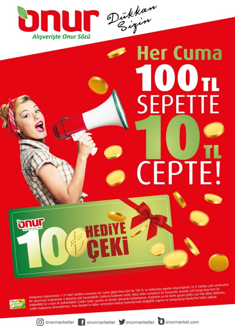 Her cuma 100 TL’lik Onur Market alışverişi cebe 10 TL koyacak