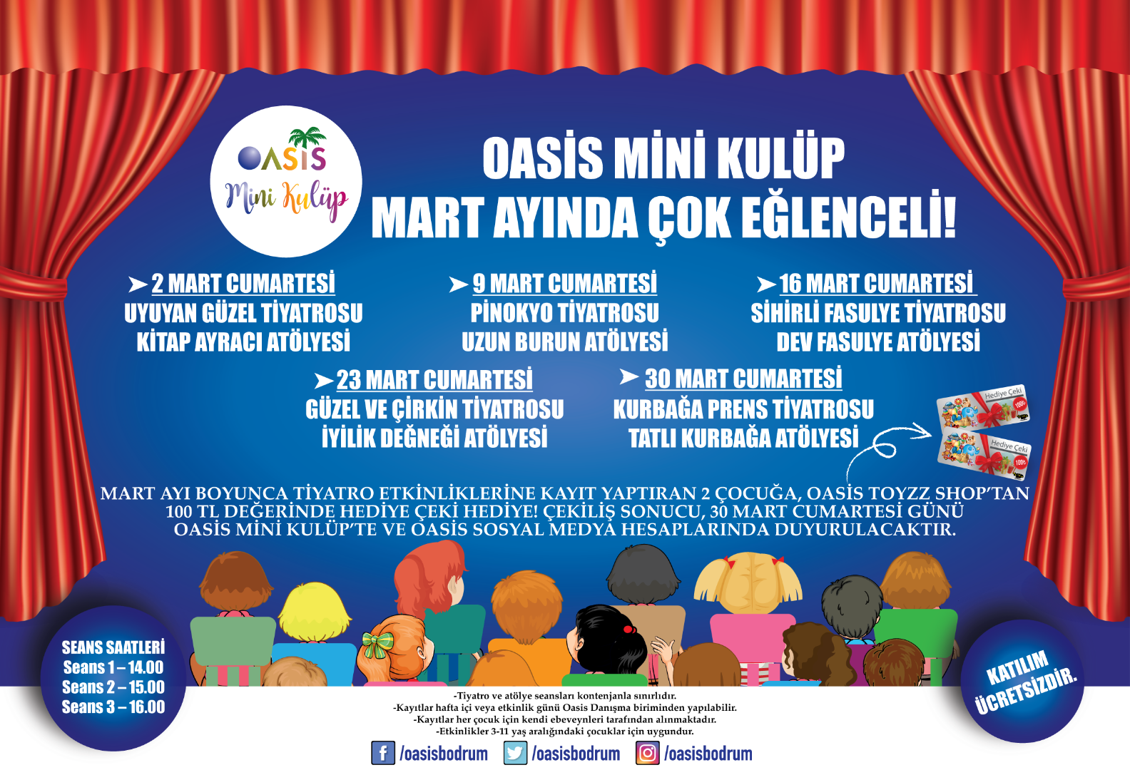 Oasis Mini Kulüp Mart ayını dolu dolu geçirecek