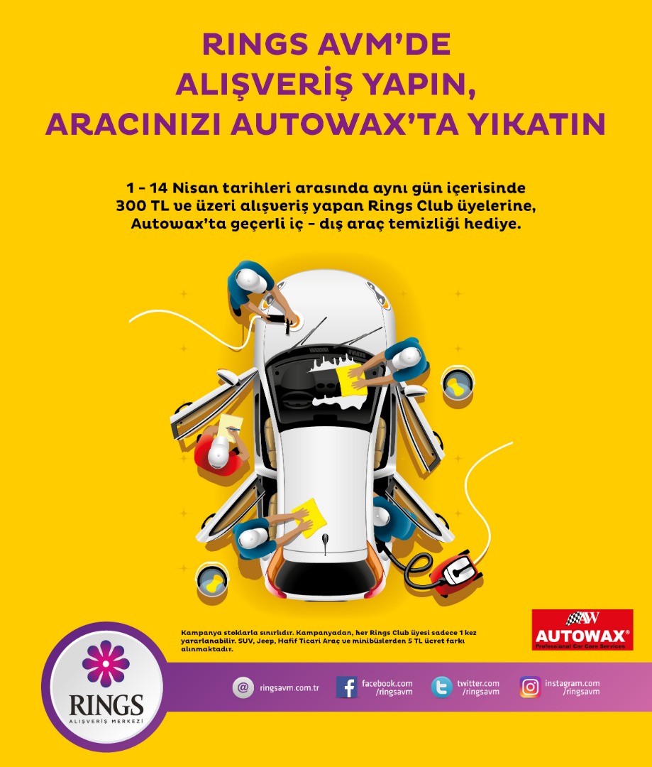 Rings AVM alışverişleri aracınızı da temizleyecek
