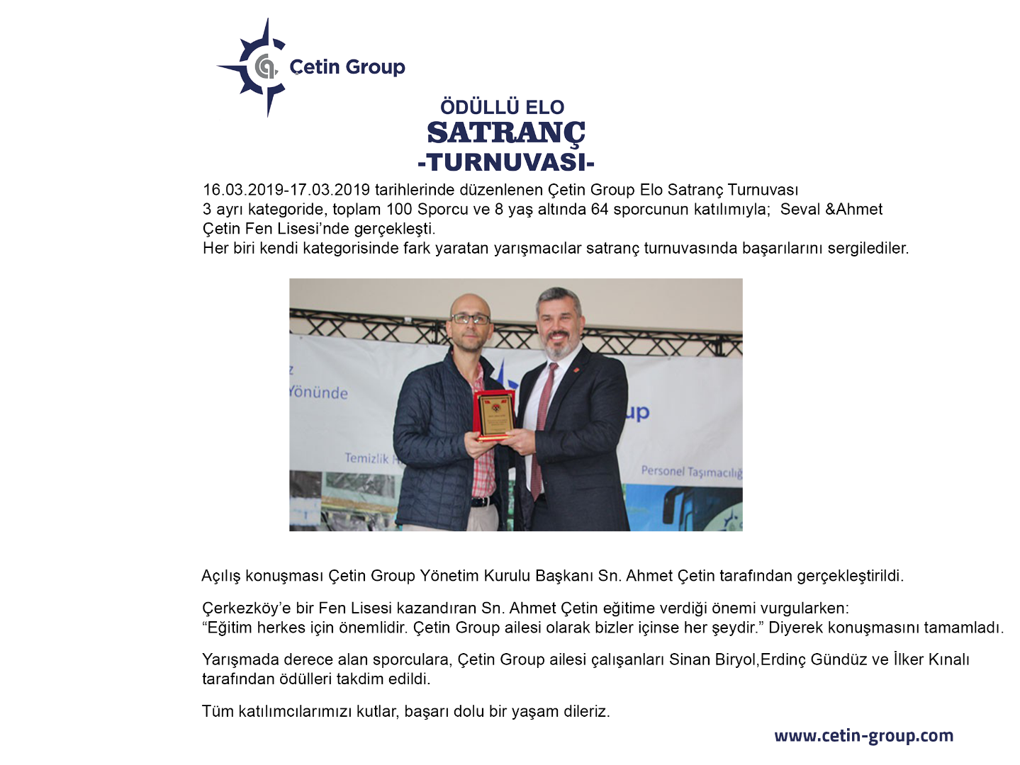 Çetin Group’un satranç turnuvasına büyük ilgi gösterildi