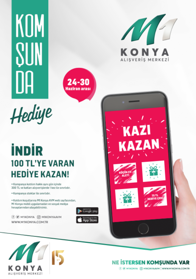 M1 Konya AVM ziyaretçileri harcarken kazanacak