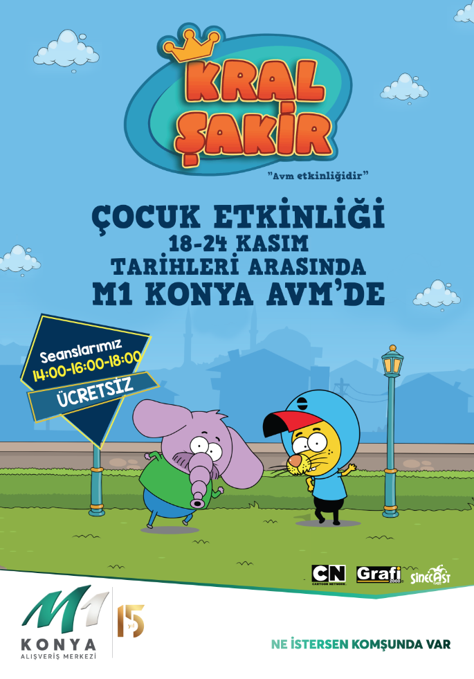 Çocukların çizgi dizi kahramanı Kral Şakir M1 Konya AVM' de