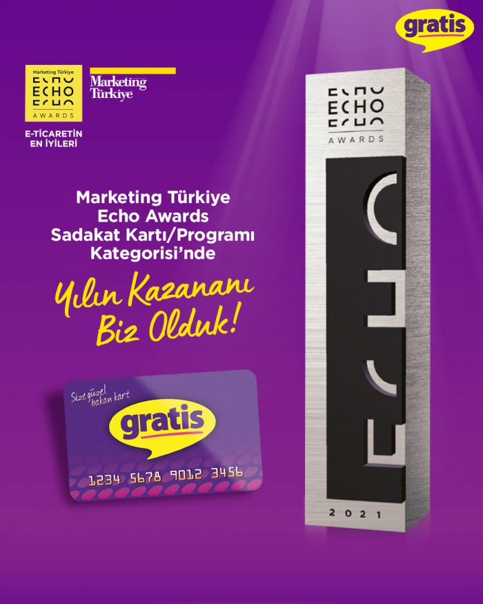 Gratis Kart’a Echo Awards’tan yılın sadakat kartı ödülü