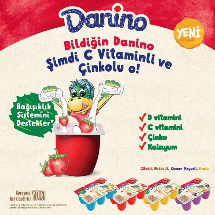 Danino küpler C vitamini ve çinko ile güçlendi