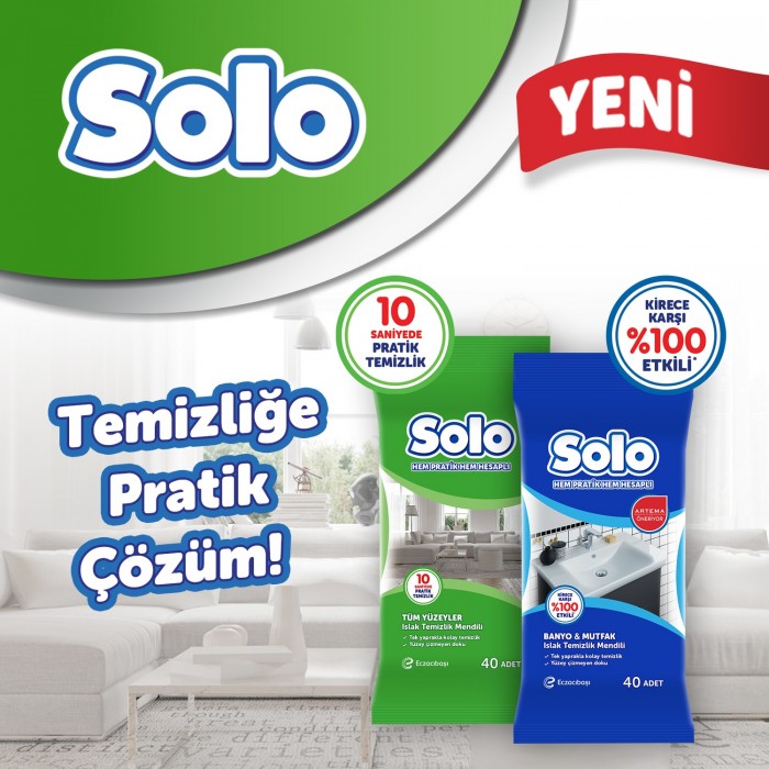 Evde hijyenin pratik hali: Solo Yüzey Temizleme Mendili