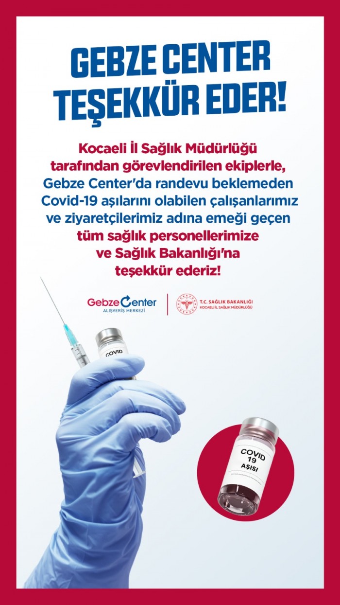 Gebze Center AVM içerisinde Aşılama Merkezi kurdu