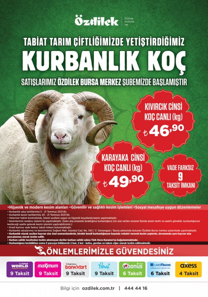 Özdilek Bursa Merkezde kurban satışları başladı