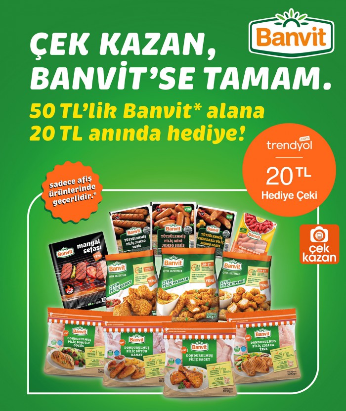 Banvit alan herkes anında 20 TL Trendyol hediye çeki kazanıyor