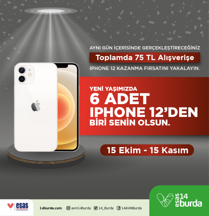 14 Burda AVM 6 adet iPhone 12 kazandırıyor