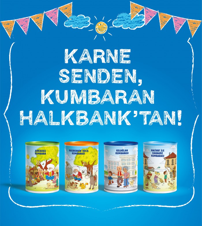 Halkbank’a karnesini getiren çocuklara kumbara hediye