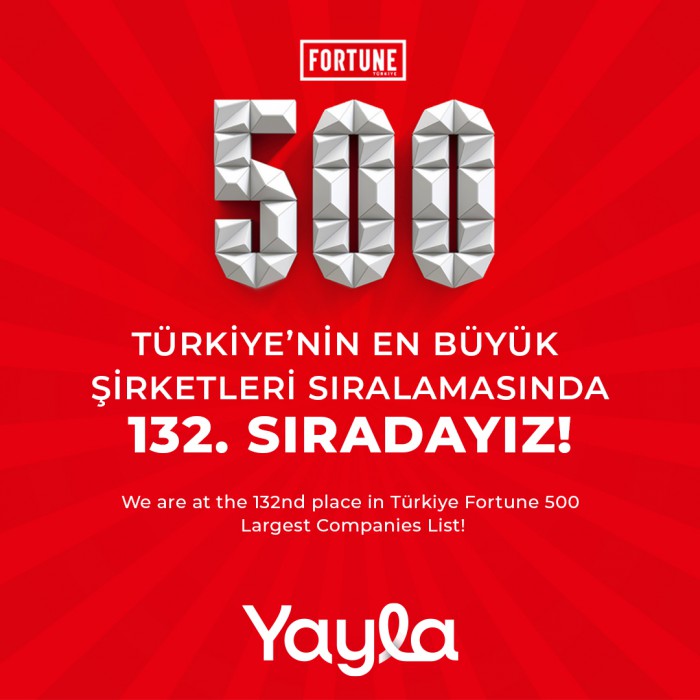 Yayla Agro Gıda, Fortune 500 Türkiye listesinde 132. sırada