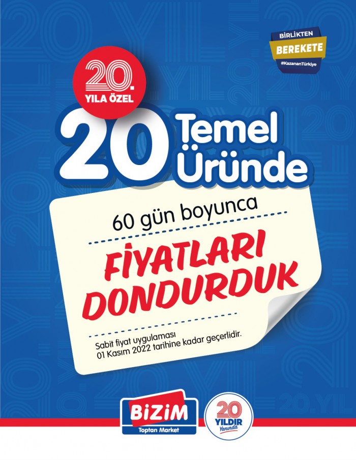 Bizim Toptan, 20 temel ürünün fiyatını sabitliyor