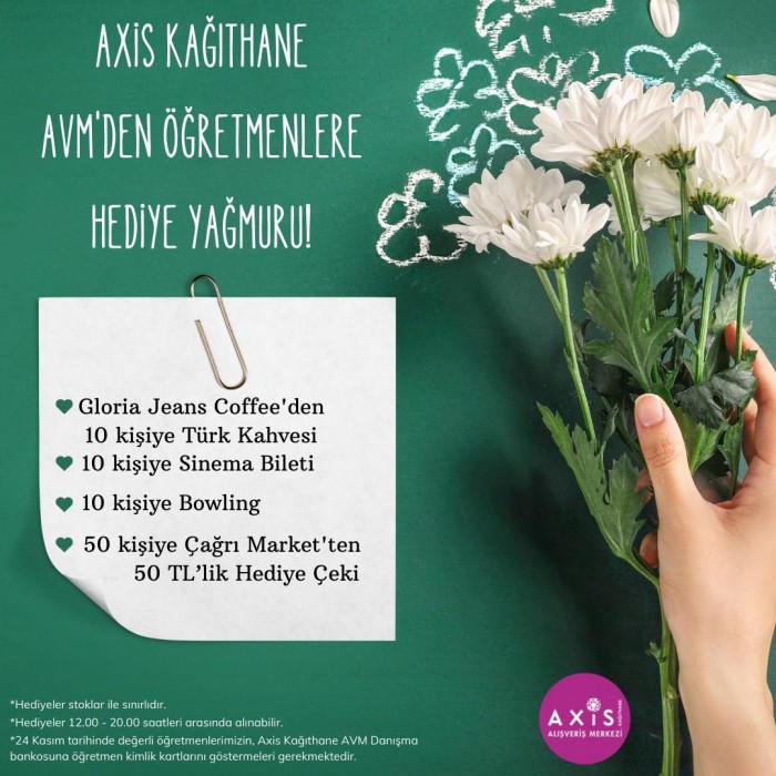 Axis Kağıthane AVM'den öğretmenlere hediye yağmuru