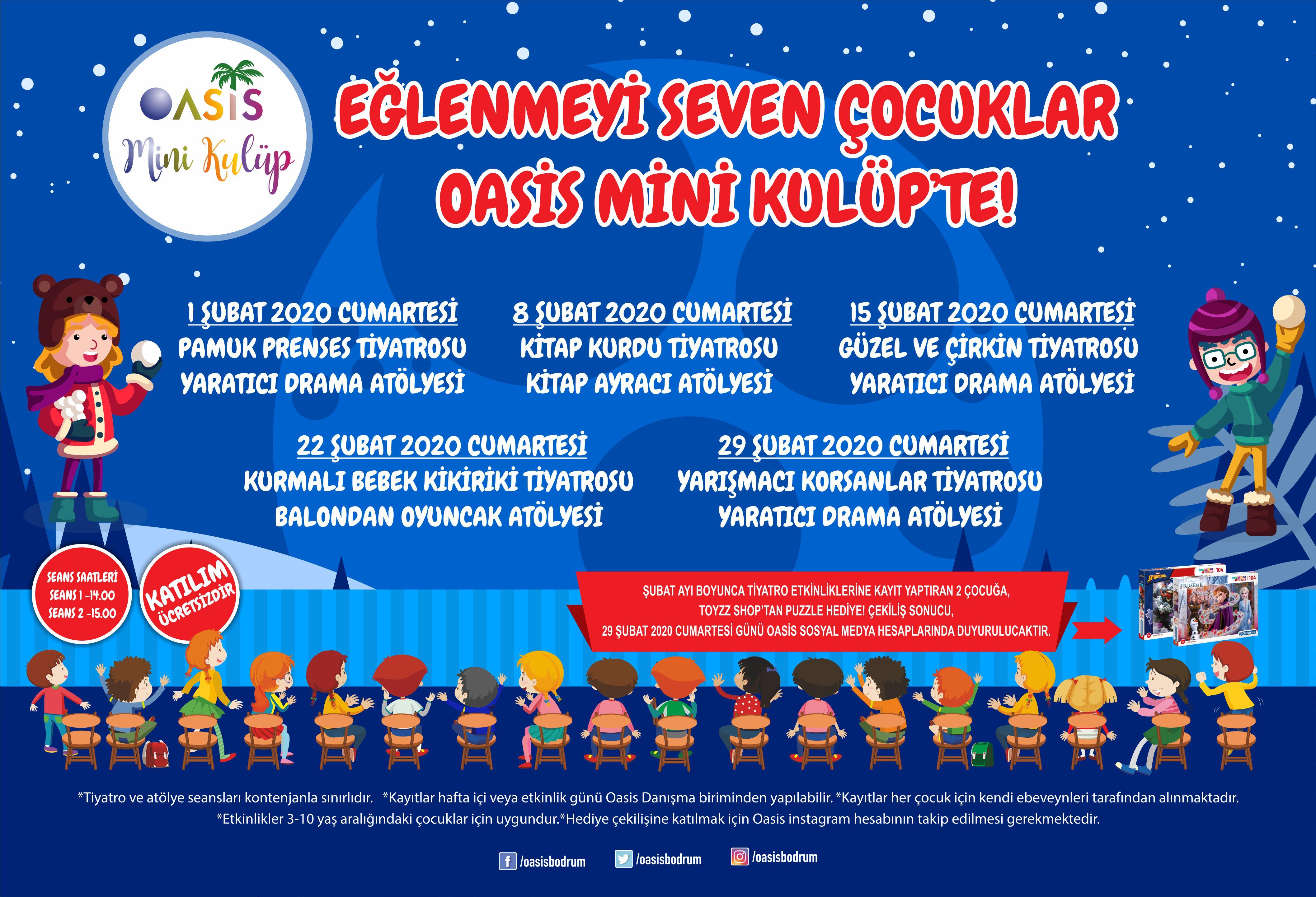 Eğlenmeyi seven çocuklar Oasis Mini Kulüp’te