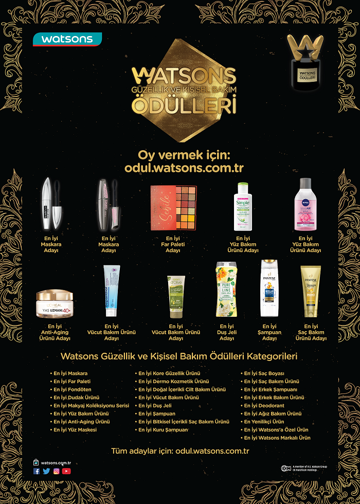 6. Watsons Güzellik ve Kişisel Bakım Ödülleri oylaması başladı